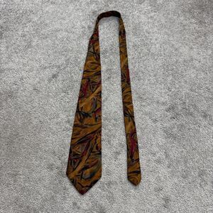 Portofino Collection Vintage 90s Silk Necktie Mens Brown Abstract Art To Wear